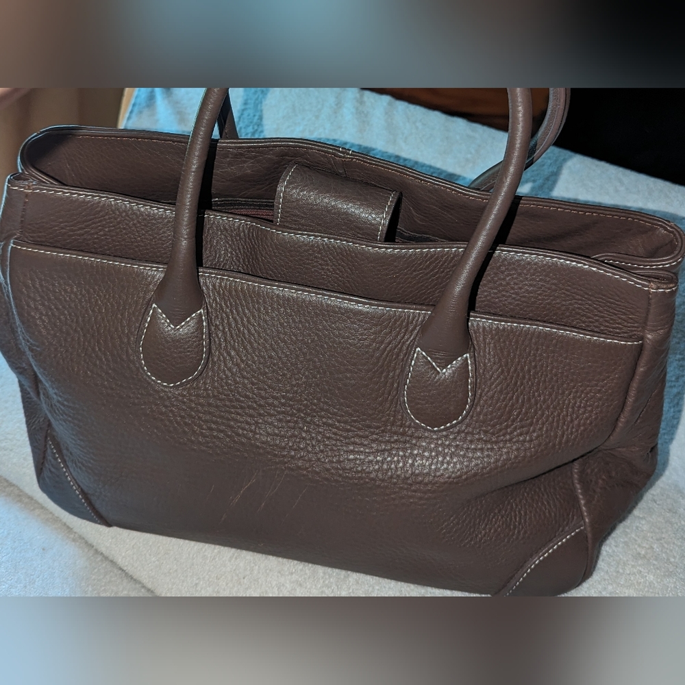 Levenger brown leather handbag. - Picture 4 of 13